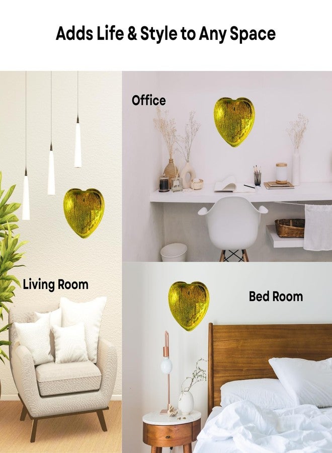 حوض سمك أصفر على شكل قلب مقاس 15 بوصة يُعلق على الحائط - بدون قاعدة | حوض أسماك عصري للمنزل والمكتب والمقهى | تصميم موفر للمساحة | حوض سمك أنيق وحوض نباتات | تصميم صغير الحجم - Image 4